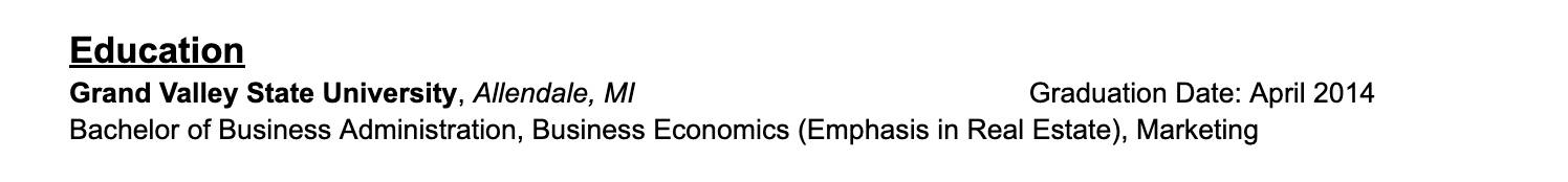 Education format example